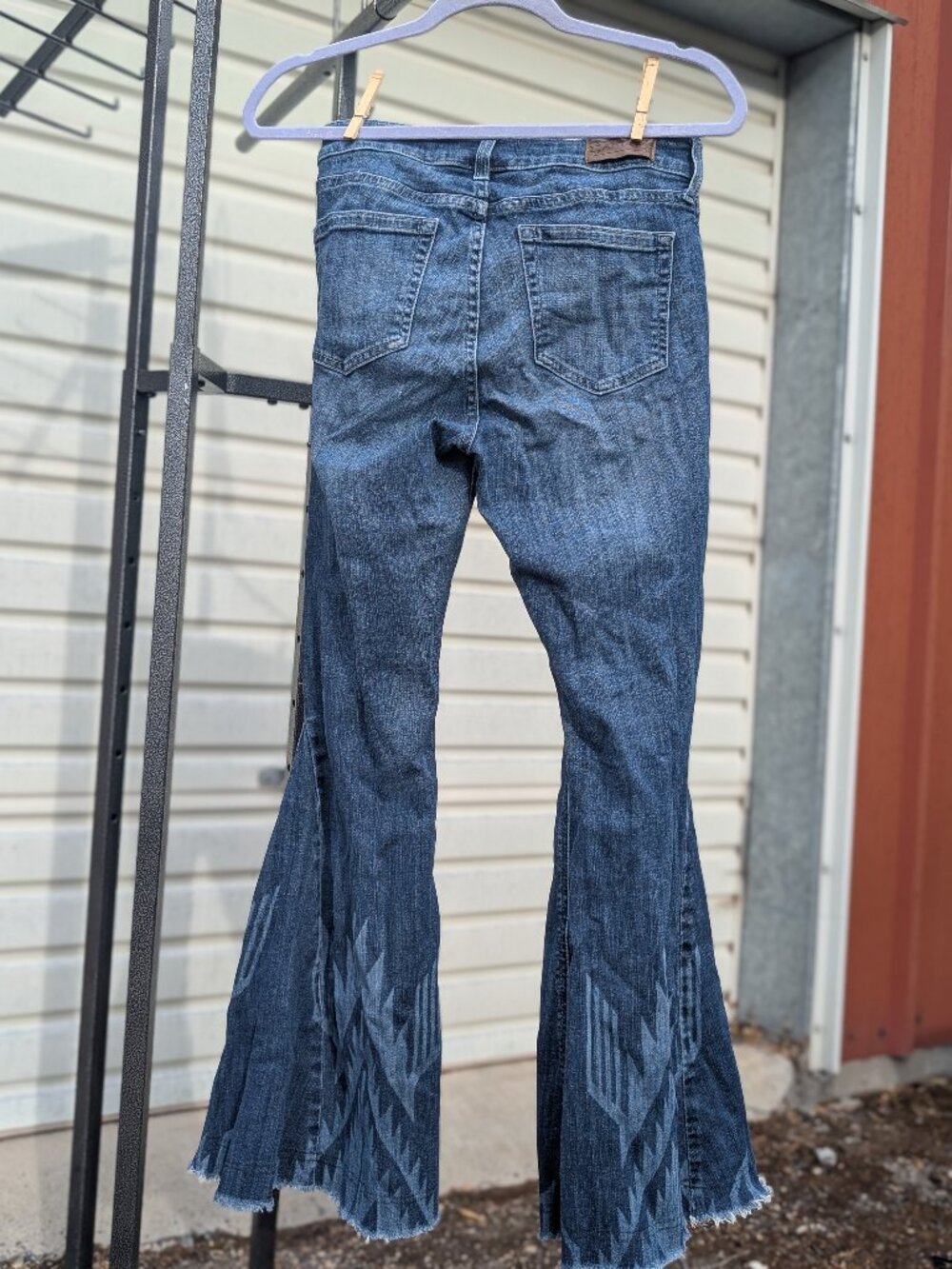 Ariat No Stretch Super Flared Jeans Mid Rise Boho Bell Bottom Cowgirl Western 28 - Picture 2 of 5